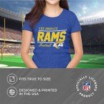 Team Fan Apparel NFL Gameday Women's Relaxed Fit T-Shirt - Rib Neck Contour - Tagless Short Sleeve Tee - Stay Cool & Stylish (Los Angeles Rams - Royal, Womens Large)