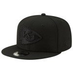 New Era NFL 9FIFTY Black On Black Adjustable Snapback Hat Cap One Size Fits All (Kansas City Chiefs)