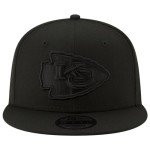 New Era NFL 9FIFTY Black On Black Adjustable Snapback Hat Cap One Size Fits All (Kansas City Chiefs)