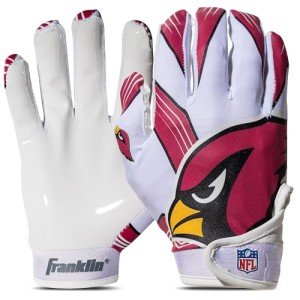 Franklin Sports Arizona Cardinals Youth NFL Football Receiver Gloves - Receiver Gloves For Kids - NFL Team Logos and Silicone Palm - Youth S/XS Pair