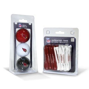 Team Golf NFL Arizona Cardinals 3 Golf Balls And 50 Golf Tees Logo Imprinted Golf Balls (3 Count) & 2-3/4" Regulation Golf Tees (50 Count), Multi Colored