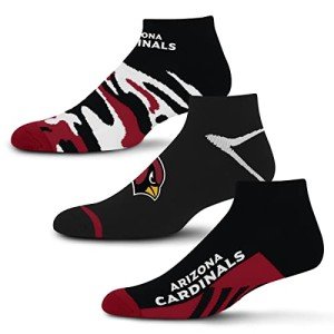 For Bare Feet NFL Arizona Cardinals CAMO BOOM 3 Pack Ankle Sock Team Colors Large