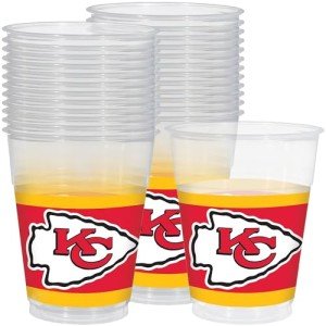 Kansas City Chiefs Clear Plastic Cups (16 oz) - Pack of 25 - Perfect for Tailgates, Parties & Game Day Celebrations