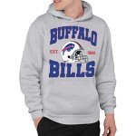 Junk Food Clothing x NFL - Buffalo Bills - Team Helmet - Unisex Adult Pullover Fleece Hoodie for Men and Women - Size Large, Grey