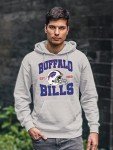 Junk Food Clothing x NFL - Buffalo Bills - Team Helmet - Unisex Adult Pullover Fleece Hoodie for Men and Women - Size Large, Grey