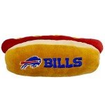 Pets First NFL Buffalo Bills HOT Dog Plush Dog & CAT Squeak Toy - Cutest HOT-Dog Snack Plush Toy for Dogs & Cats with Inner Squeaker & Beautiful Football Team Name/Logo, 8 x 5 x 3 Inches
