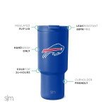 Simple Modern Officially Licensed NFL Buffalo Bills 30 oz Tumbler with Flip Lid and Straws | Insulated Cup Stainless Steel | Gifts for Men Women | Trek Collection | Buffalo Bills