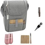 Stylish Wine Picnic Bag with Glasses - Heather Grey