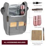 Stylish Wine Picnic Bag with Glasses - Heather Grey
