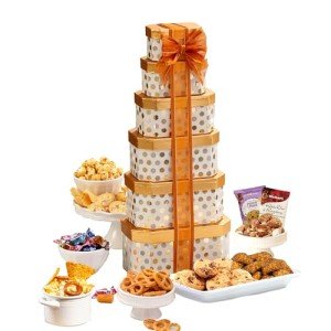Gourmet Kosher Gift Tower with Snacks and Sweets