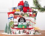 Festive Gourmet Wine Gift Basket for Christmas