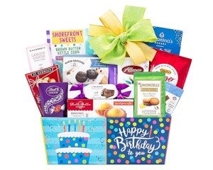 Birthday Gift Basket with Wine & Treats