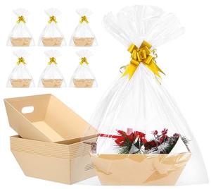 10 Pack Empty Gift Baskets with Bows and Bags