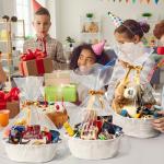 8 Pack Woven Gift Baskets with Ribbons