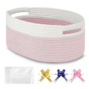 Light Pink Woven Basket for Gift or Storage