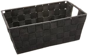 Black Woven Strap Small Shelf Tote by Whitmor