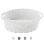 White Rope Woven Storage Basket with Handles