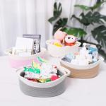 White Rope Woven Storage Basket with Handles