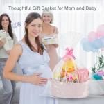 Light Pink Woven Basket with Gift Bags and Ribbons