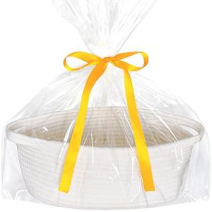 White Woven Gift Basket with Handles 30.5 x 20.3 cm