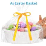 White Woven Gift Basket with Handles 30.5 x 20.3 cm