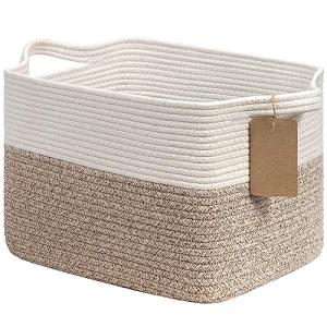 Woven Cotton Rope Storage Basket with Handles