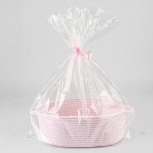 Adorable Pink Woven Baby Gift Basket