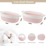 Cute Woven Gift Basket with Handle – Pink & White