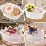 Cute Woven Gift Basket with Handle – Pink & White