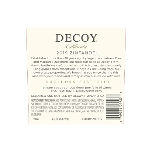 Decoy California Zinfandel Red Wine, 750ml Bottle