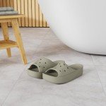 Crocs Women's Classic Platform Slide Sandals - Bone