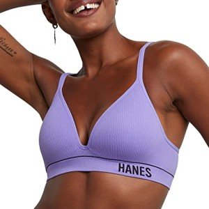 Hanes Women's Wireless Seamless Rib Bralette - Lavender
