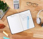 Amazon Basics Classic Black Hardcover Notebook, 240 Pages