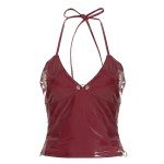 Metal Button Halter Top for Women - Punk Style