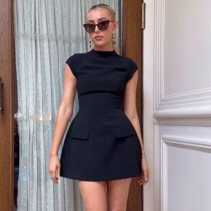 Black A-Line Mini Dress for Summer Parties