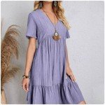 Women's V-Neck Summer Peplum Ruffle Dresses