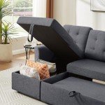 Terra Grey Pull-Out Sofa Bed with Storage