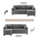 L-Shaped 3-Seater Sofa Bed with Storage – Grey