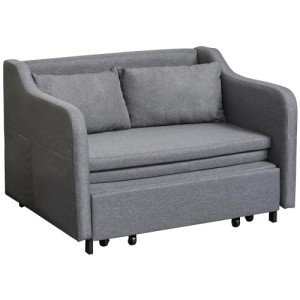 Modern 2-Seater Sofa Bed with Pillows, Grey