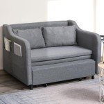 Modern 2-Seater Sofa Bed with Pillows, Grey