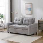 Hudson Light Grey 2-Seater Sofa Bed with Cup Holders