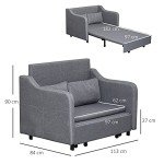 Modern 2-Seater Sofa Bed with Pillows, Grey