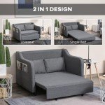 Modern 2-Seater Sofa Bed with Pillows, Grey