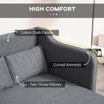 Modern 2-Seater Sofa Bed with Pillows, Grey