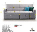 Elegant Grey Velvet 3-Seater Sofa Bed