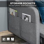 Modern 2-Seater Sofa Bed with Pillows, Grey
