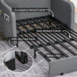 Modern 2-Seater Sofa Bed with Pillows, Grey