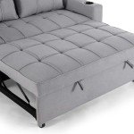 Hudson Light Grey 2-Seater Sofa Bed with Cup Holders