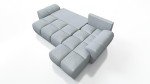 Light Grey Velvet L Shaped Corner Sofa Bed