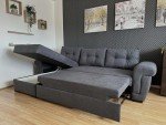 Grey Fabric Corner Sofa Bed with Storage